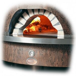 Ambrogi Amalfi Pizzaofen mit brennendem Feuer