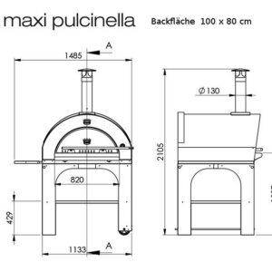 Skizze Maße Clementi Pulcinella 100 x 80