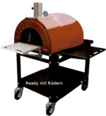 Amphora Ready Mobiler Holzbackofen Bausatz auf Tisch mit Rollen