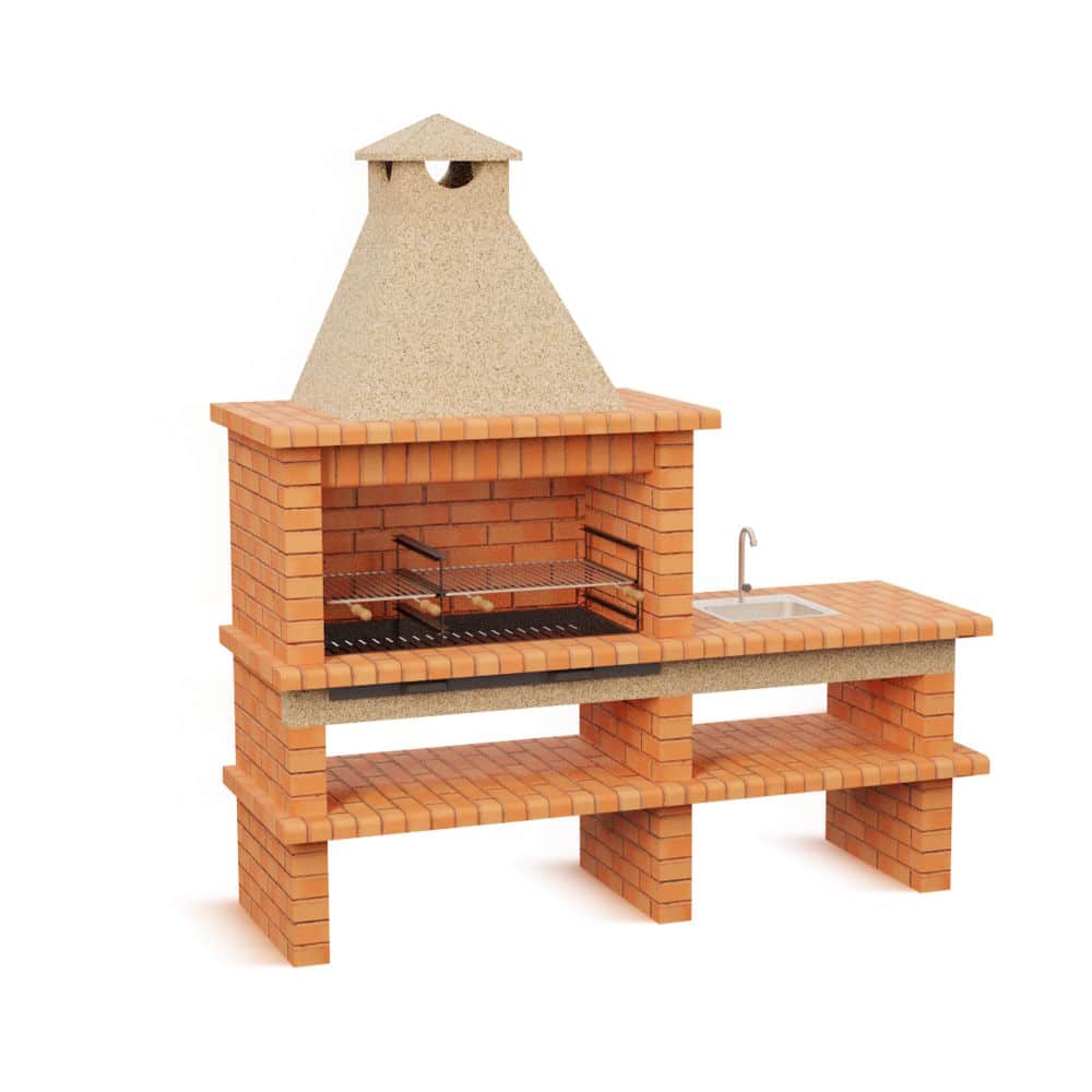 Grillkamin av336f-links Grillkamin mit Spüle und Grill auf der linken Seite